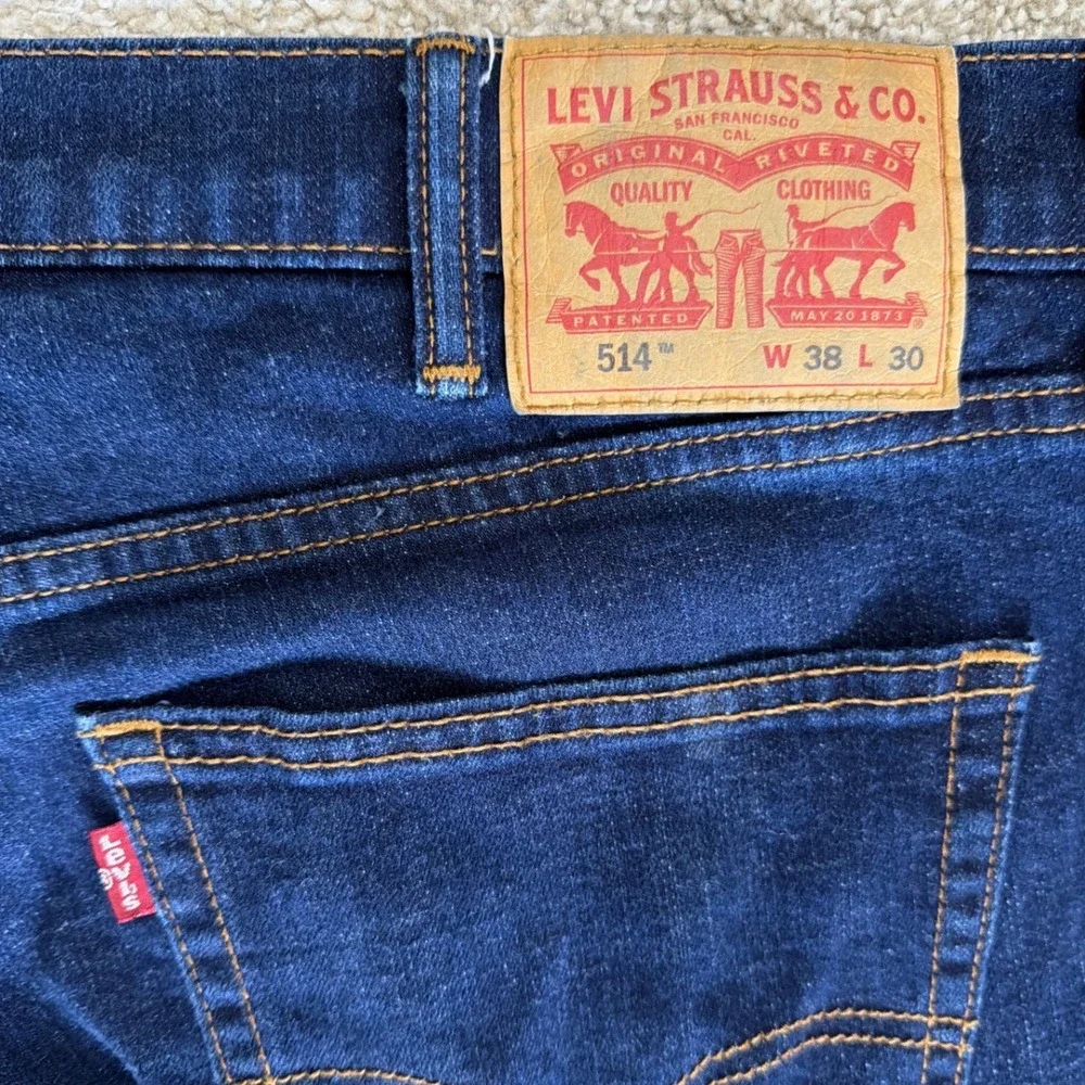 Levis‎ 514 Straight Fit Jeans Mens 38x30 Dark Wash Indigo Blue Denim Pants